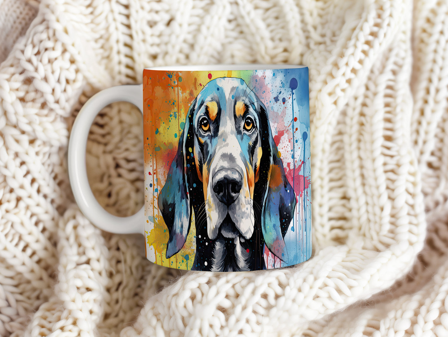 Hrnek s coonhound v uměleckém stylu