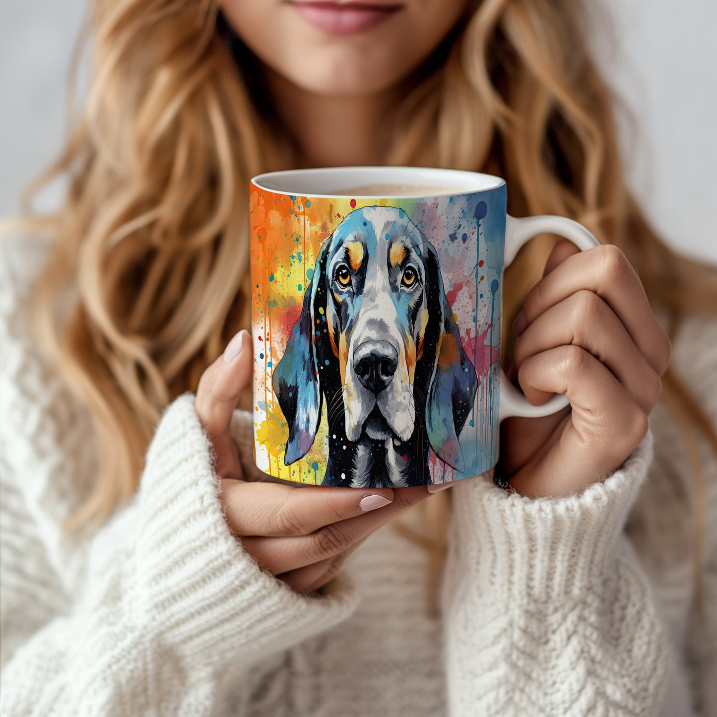 Hrnek s coonhound v uměleckém stylu
