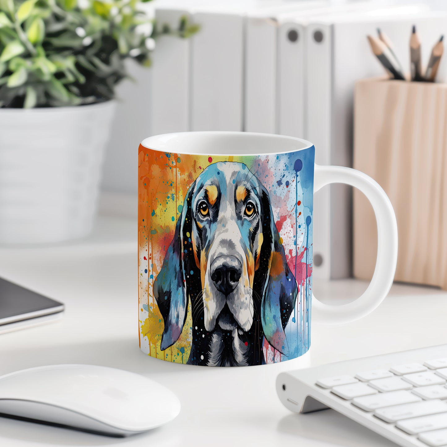 Hrnek s coonhound v uměleckém stylu