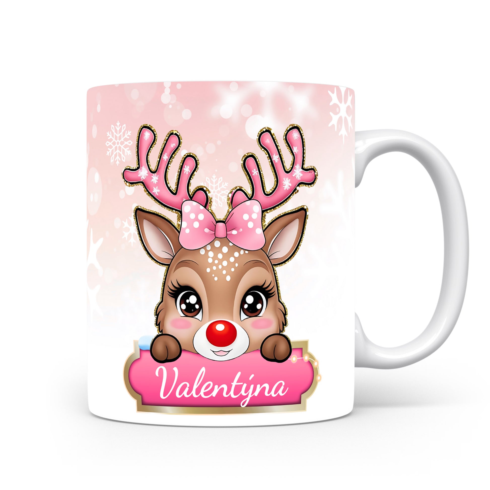 Dětský hrnek se jménem Valentýna | Sobí motiv pro holky