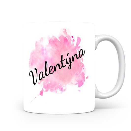 Hrnek se jménem Valentýna | Růžový akvarelový hrnek