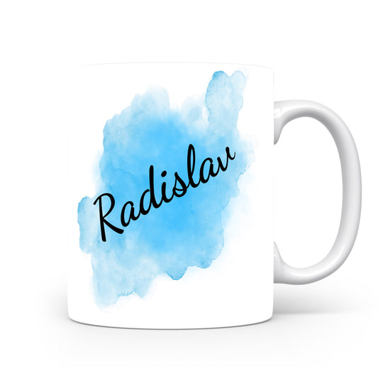 Hrnek se jménem Radislav | Modrý akvarelový hrnek