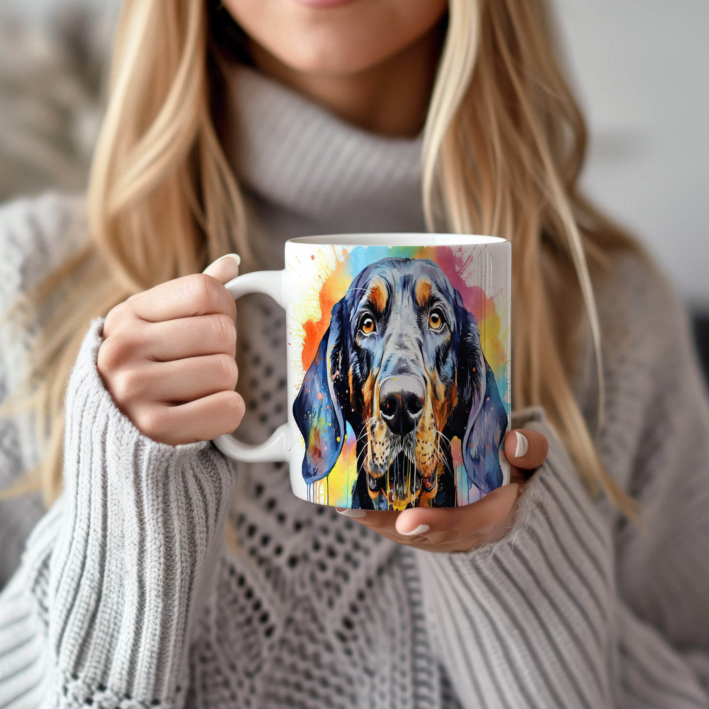Hrnek s uměleckým portrétem coonhound
