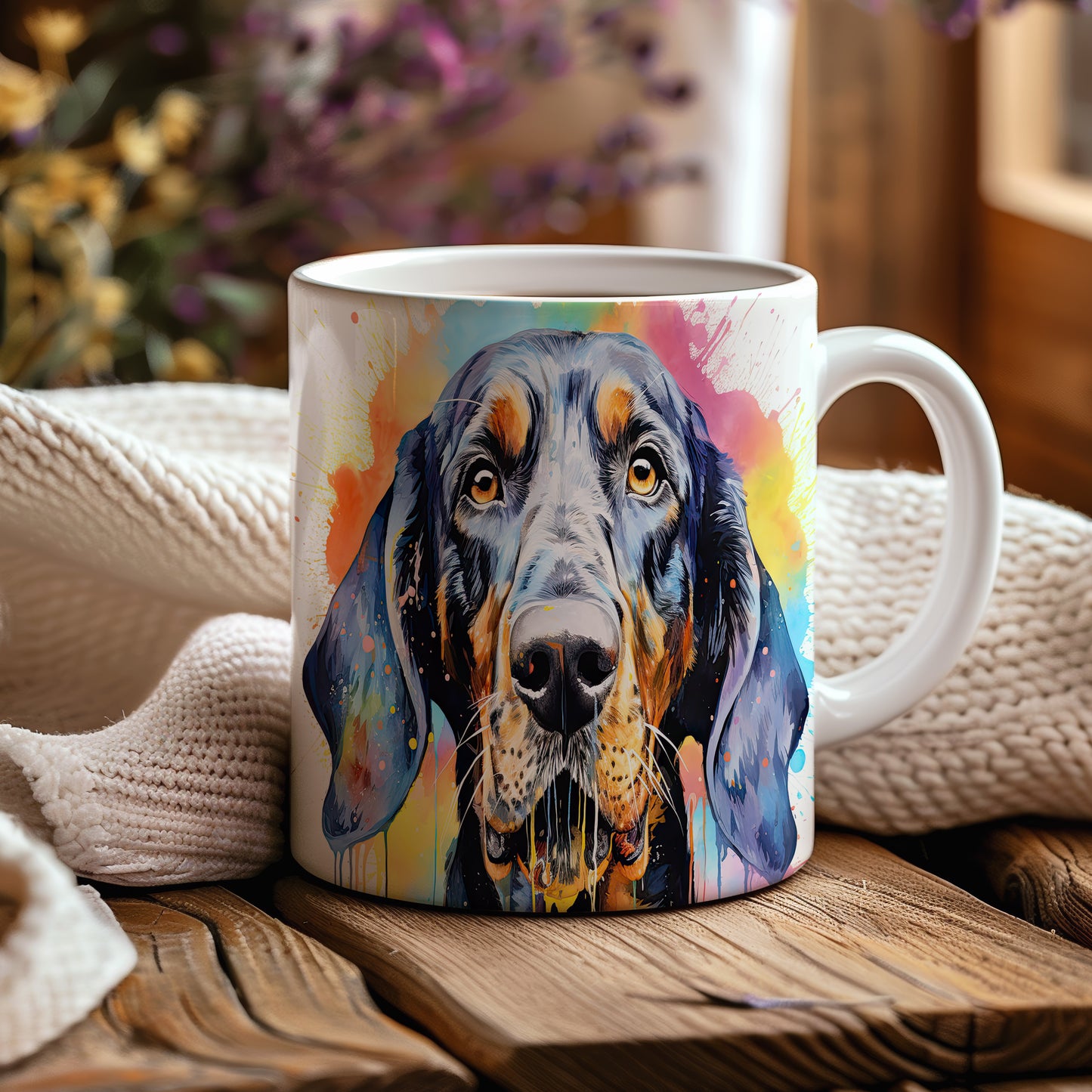 Hrnek s uměleckým portrétem coonhound