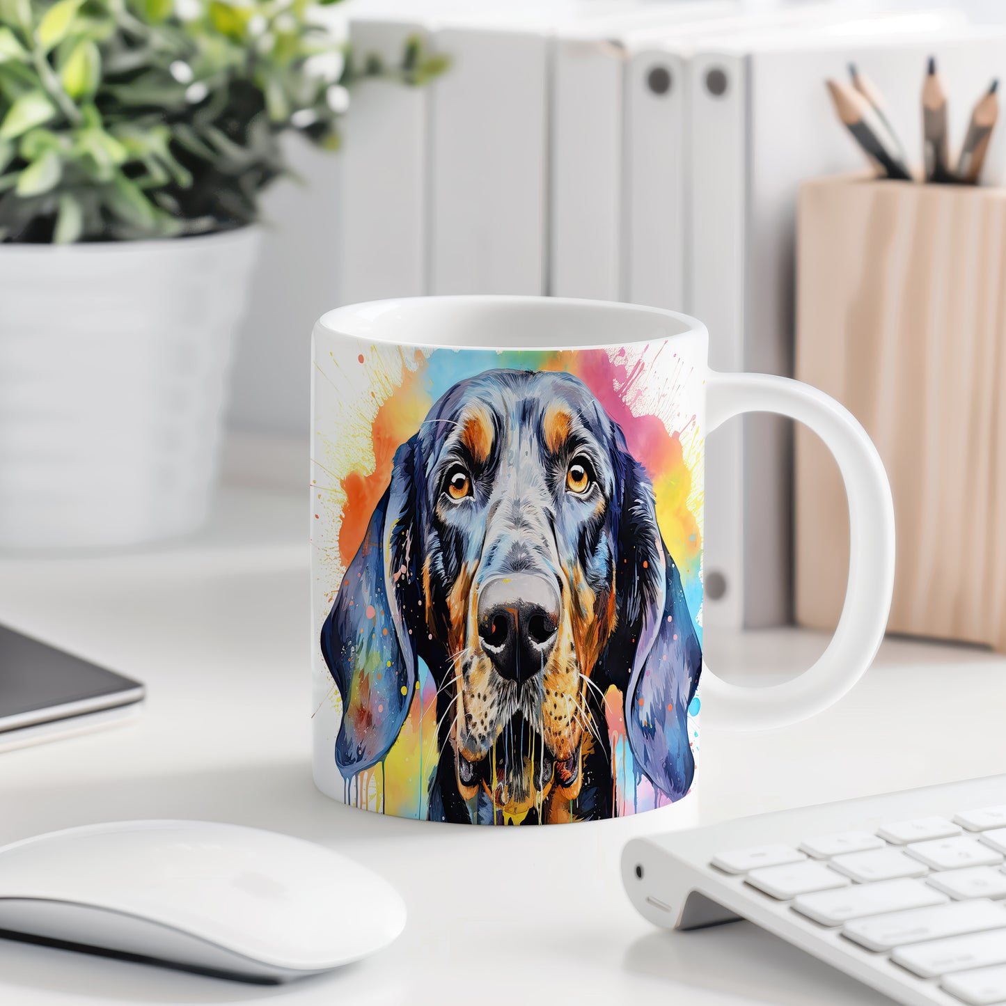 Hrnek s uměleckým portrétem coonhound