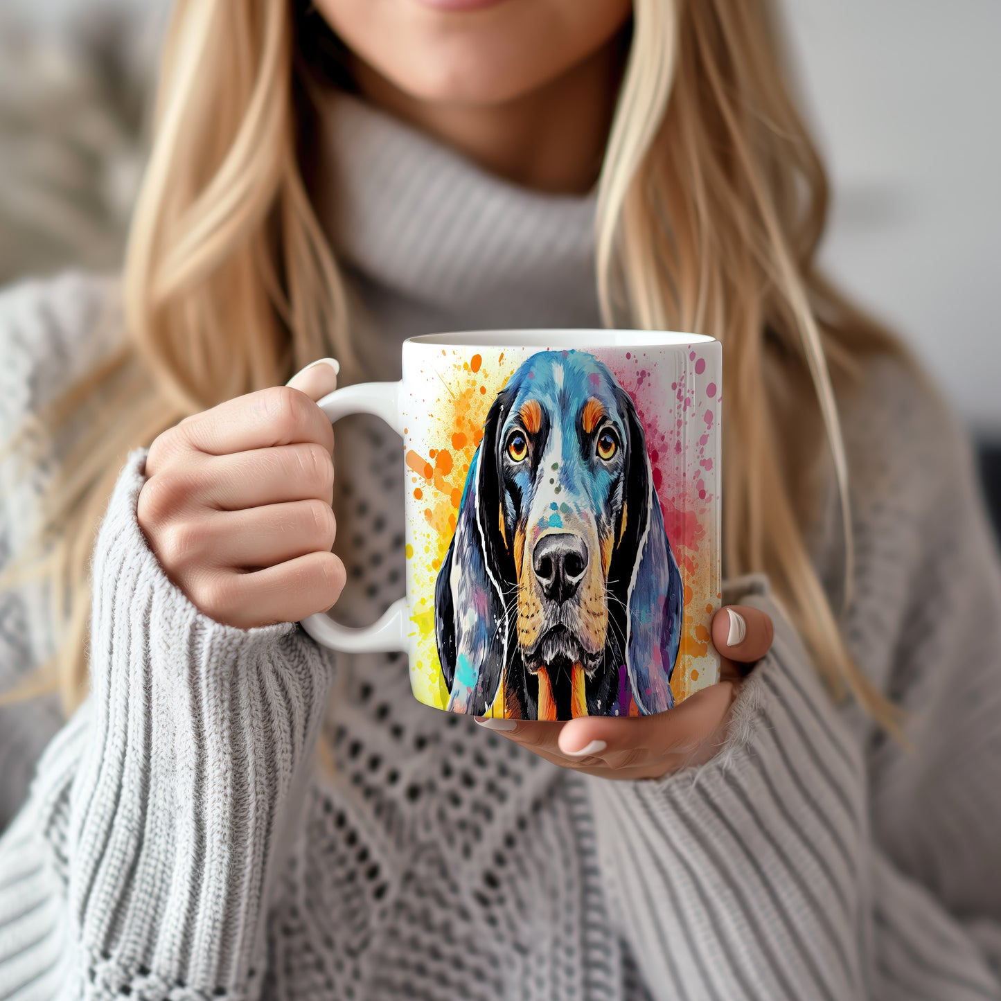 Hrnek s barevným portrétem coonhound