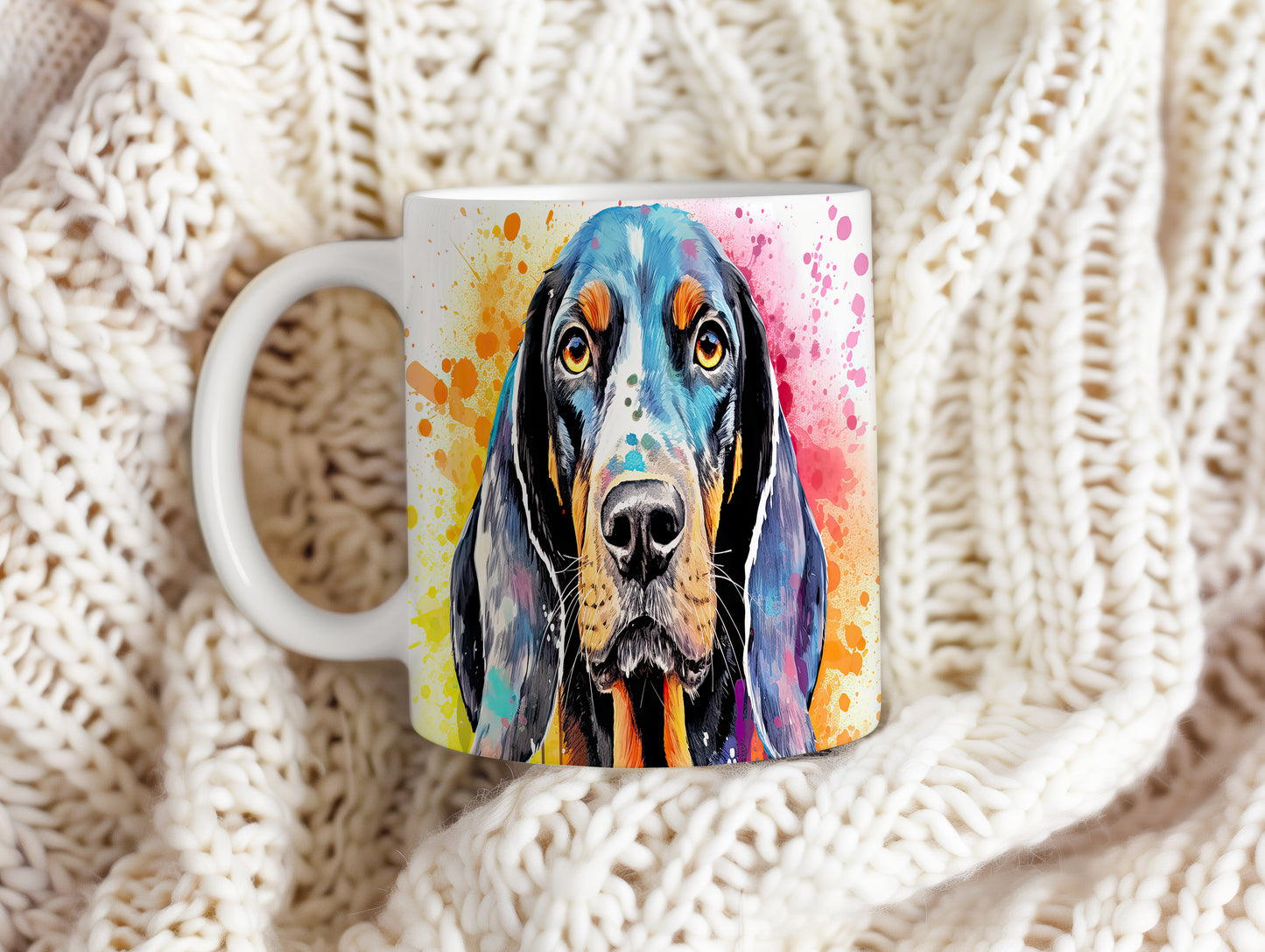 Hrnek s barevným portrétem coonhound