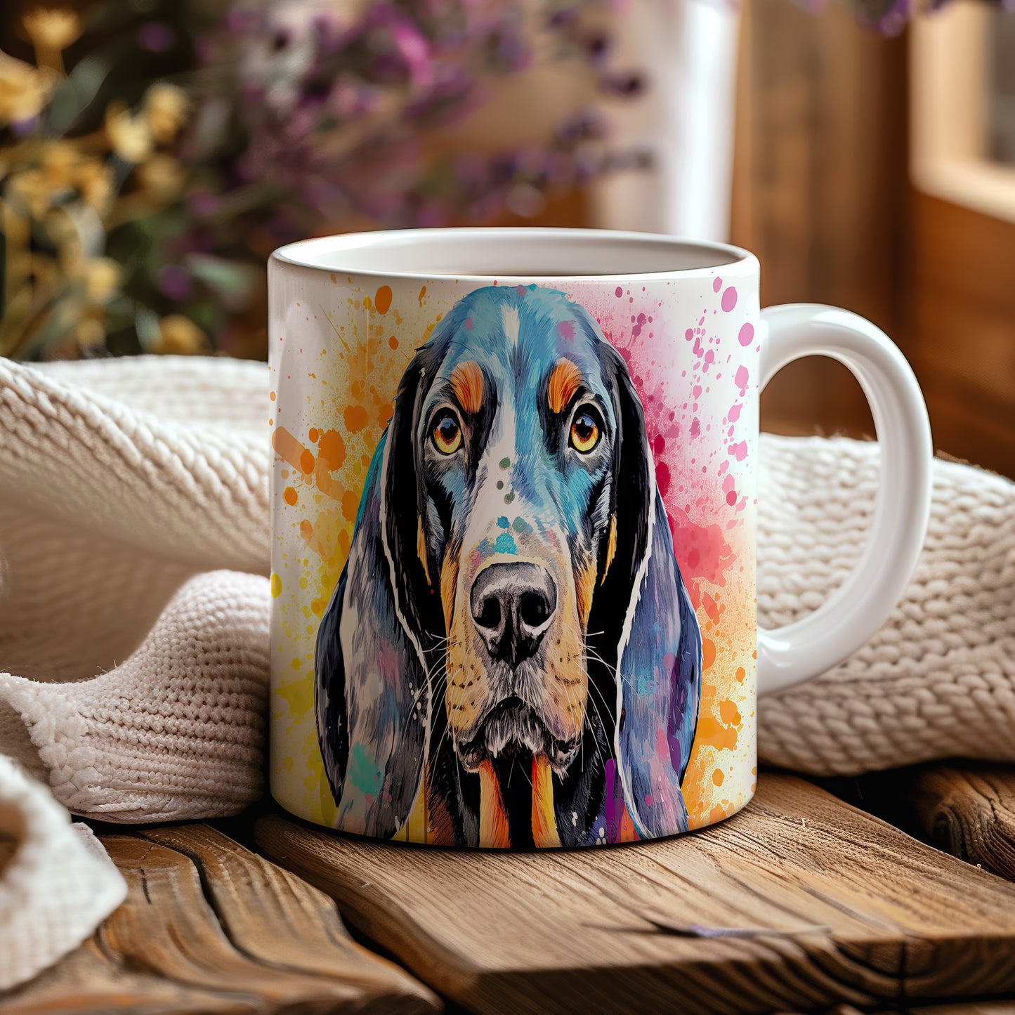 Hrnek s barevným portrétem coonhound