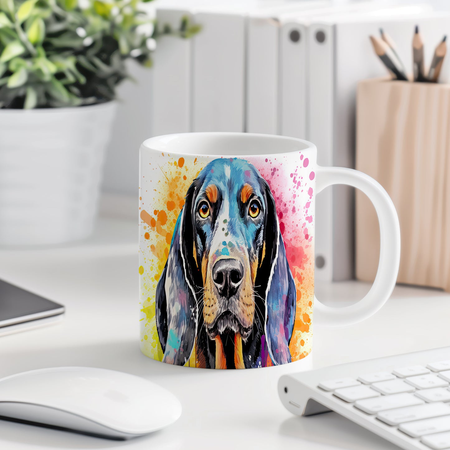 Hrnek s barevným portrétem coonhound