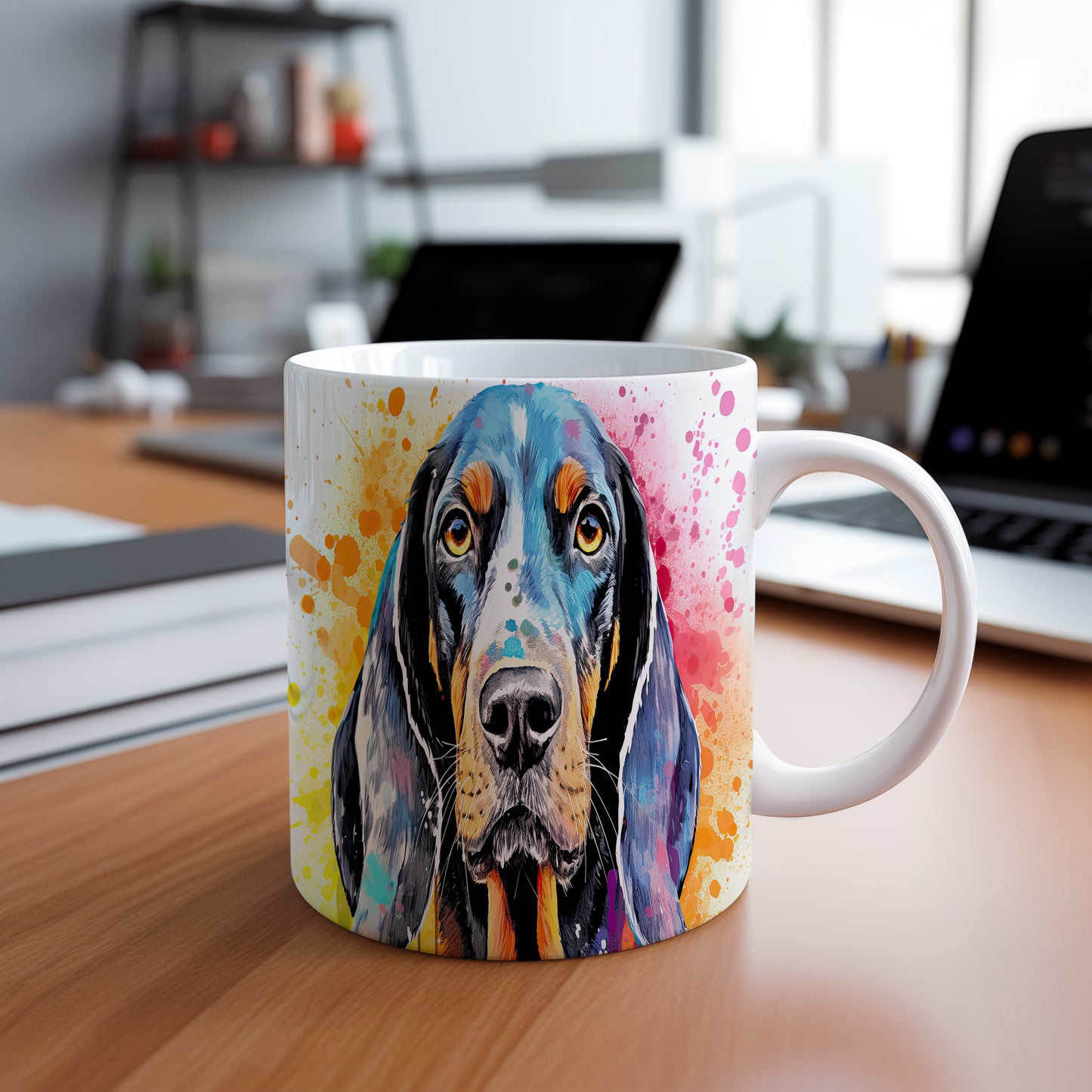 Hrnek s barevným portrétem coonhound