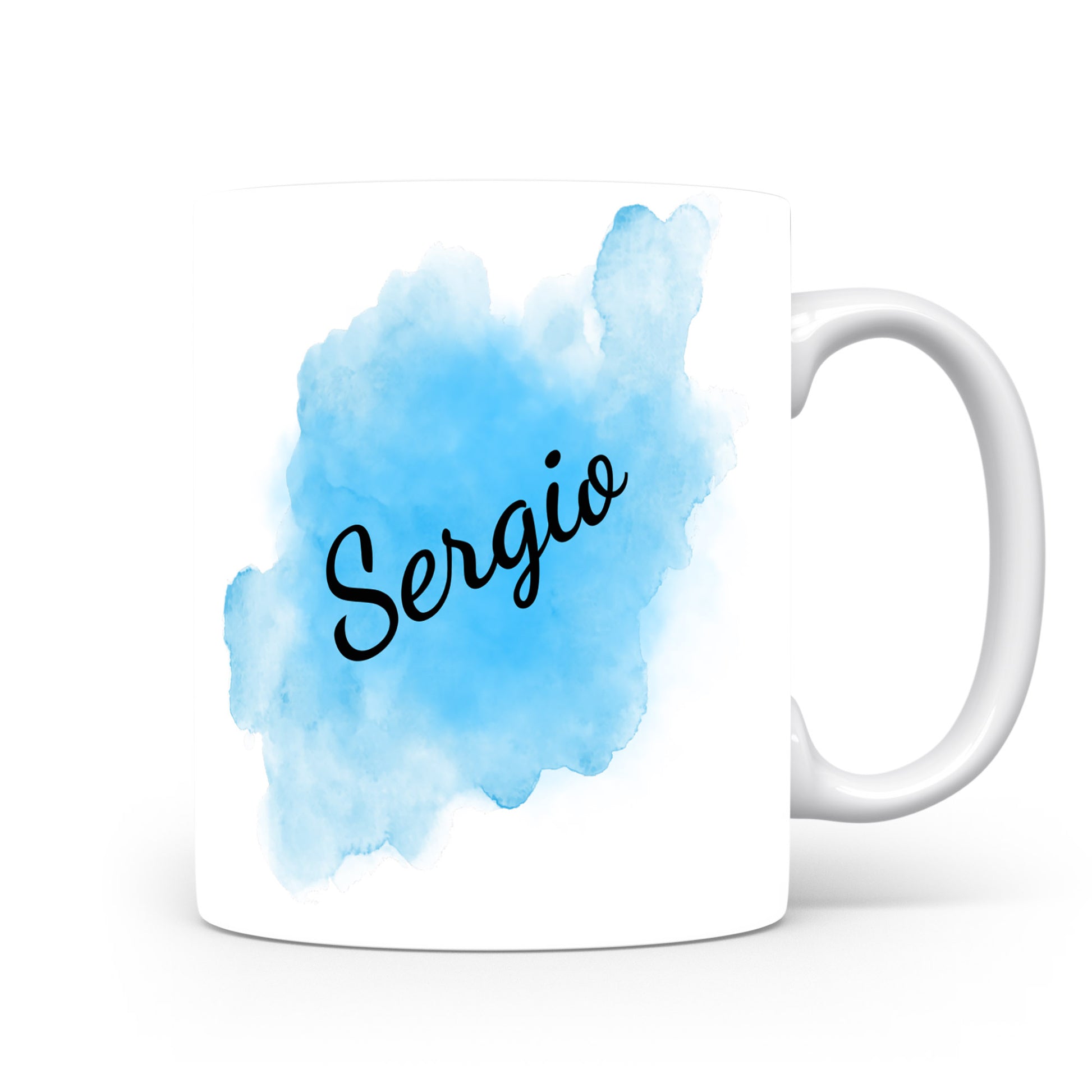 Hrnek se jménem Sergio | Modrý akvarelový hrnek