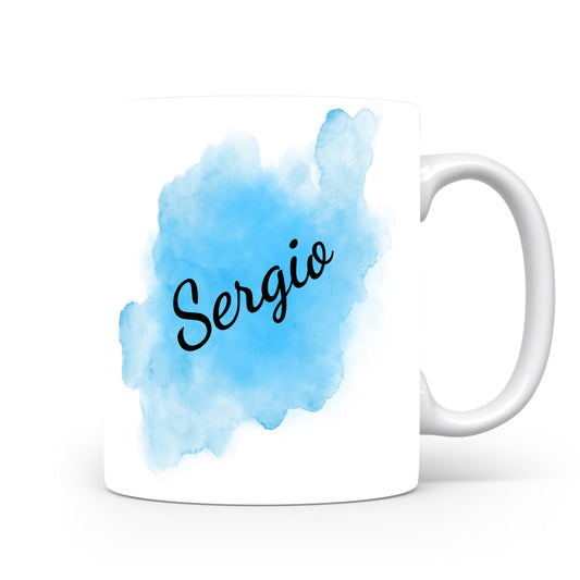 Hrnek se jménem Sergio | Modrý akvarelový hrnek