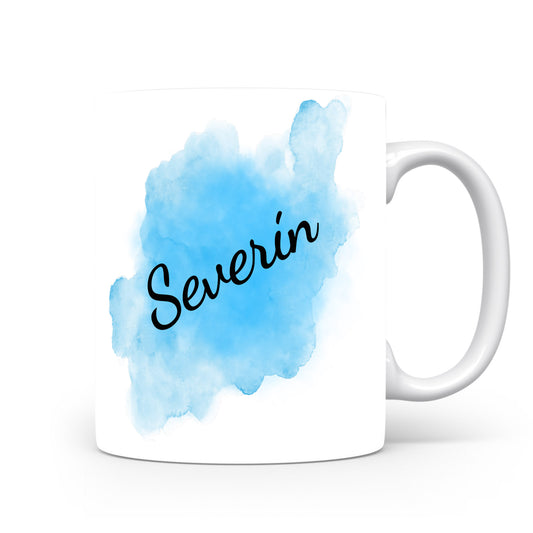Hrnek se jménem Severin | Modrý akvarelový hrnek