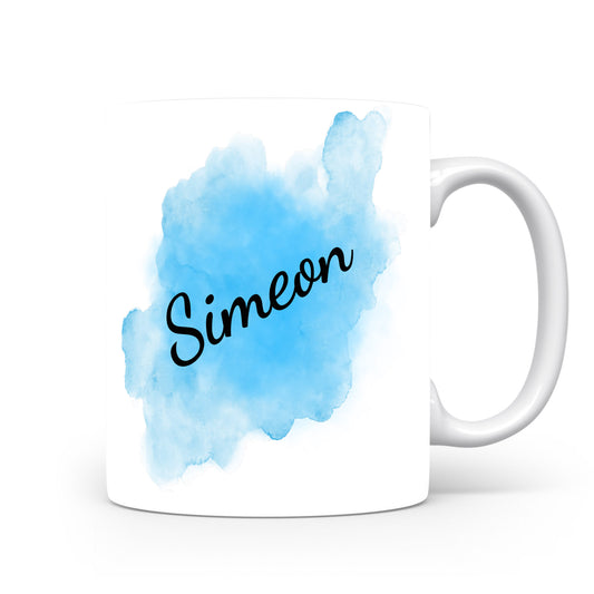 Hrnek se jménem Simeon | Modrý akvarelový hrnek