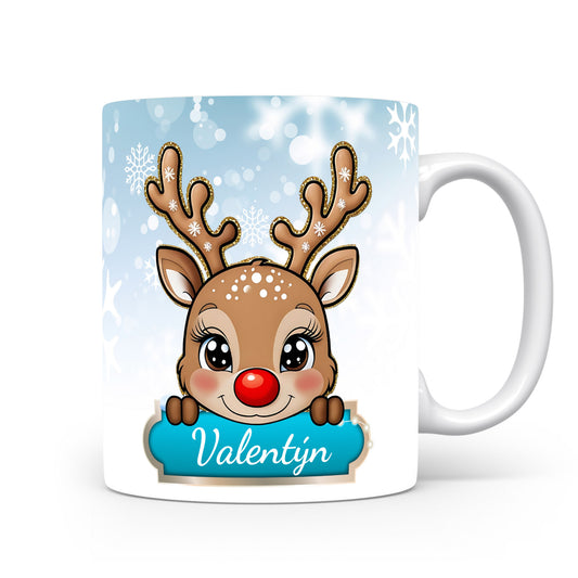 Dětský hrnek se jménem Valentýn | Sobí motiv pro kluky