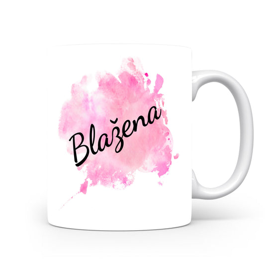 Hrnek se jménem Blažena | Růžový akvarelový hrnek