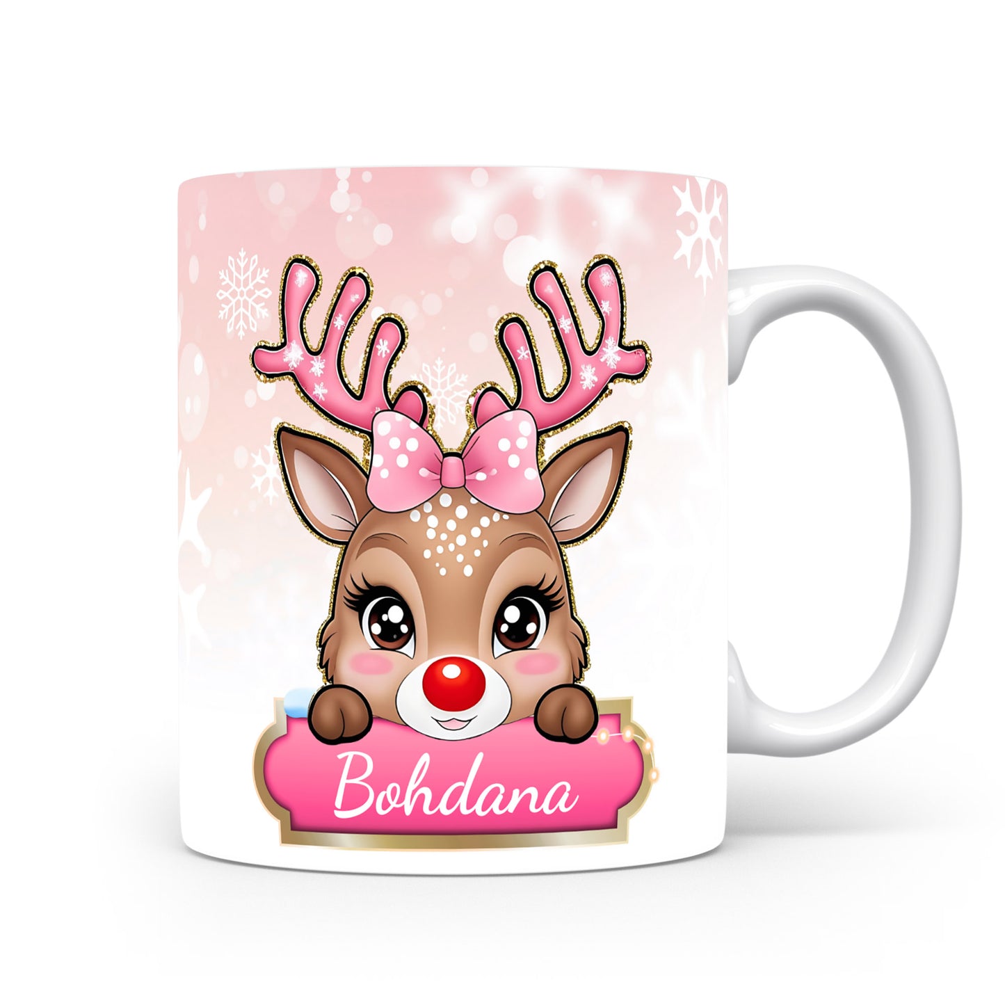 Dětský hrnek se jménem Bohdana | Sobí motiv pro holky
