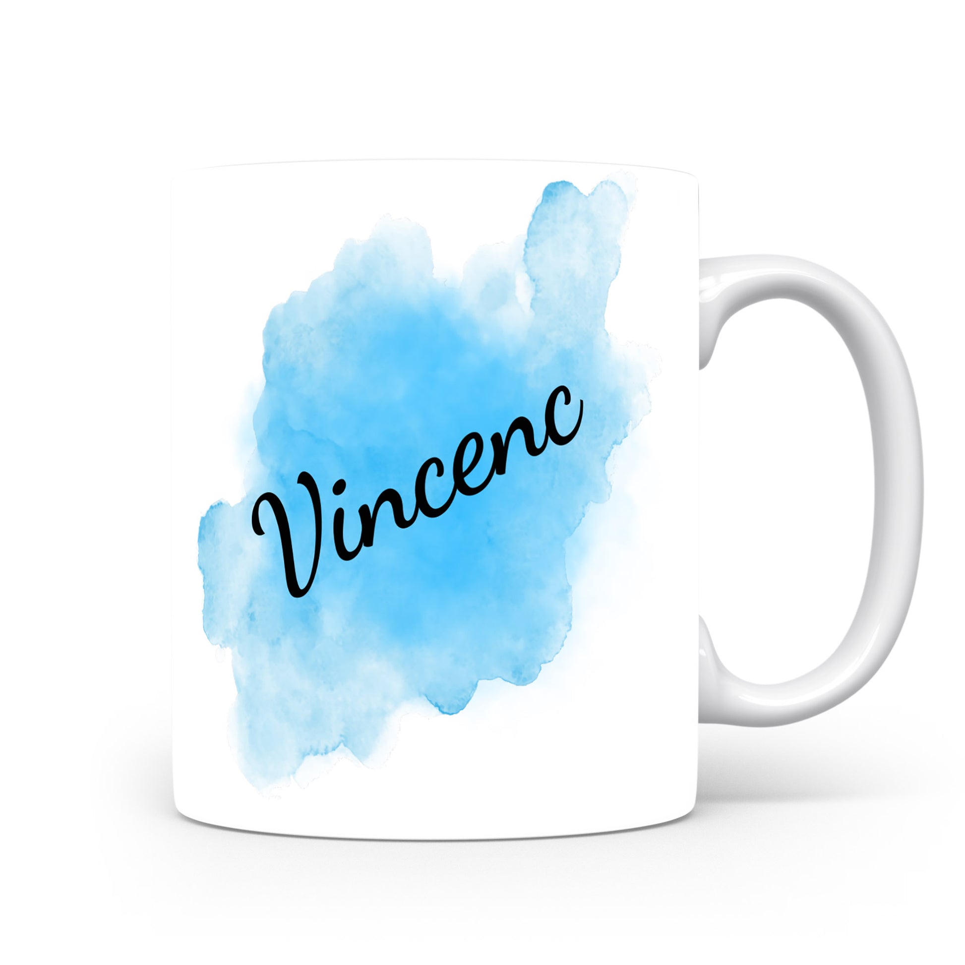 Hrnek se jménem Vincenc | Modrý akvarelový hrnek