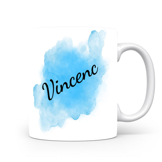 Hrnek se jménem Vincenc | Modrý akvarelový hrnek