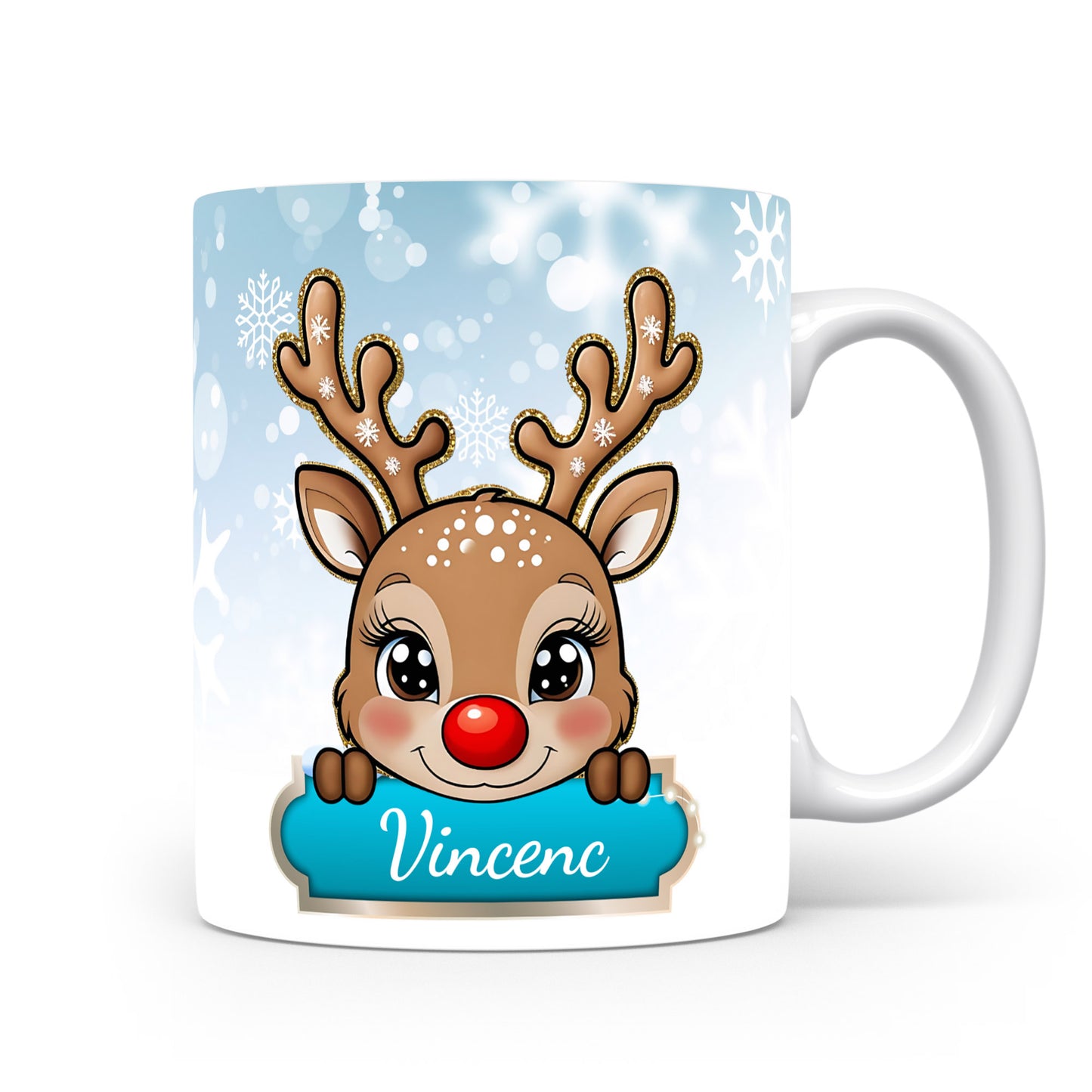Dětský hrnek se jménem Vincenc | Sobí motiv pro kluky
