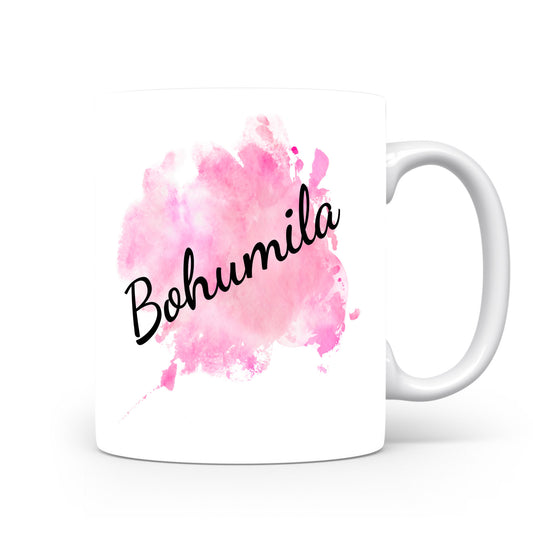 Hrnek se jménem Bohumila | Růžový akvarelový hrnek