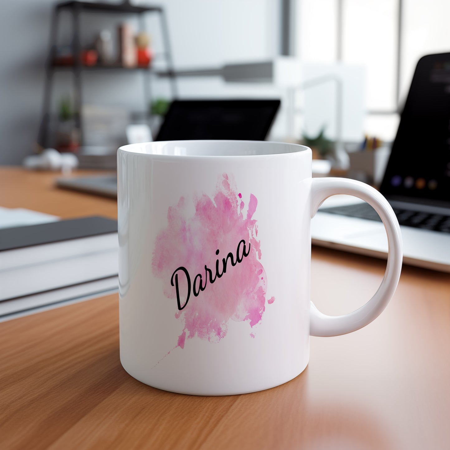 Hrnek se jménem Darina – růžový akvarel