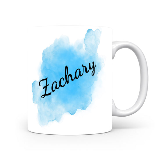 Hrnek se jménem Zachary | Modrý akvarelový hrnek