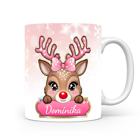 Dětský hrnek se jménem Dominika | Sobí motiv pro holky