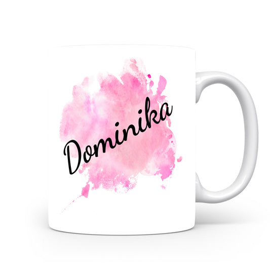 Hrnek se jménem Dominika | Růžový akvarelový hrnek