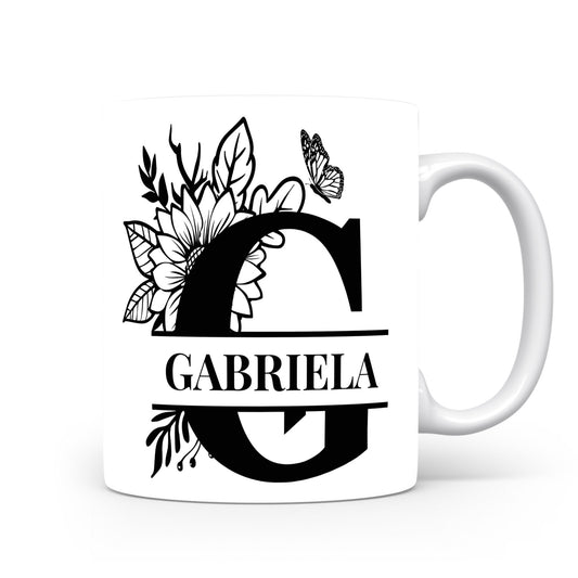 Hrnek se jménem Gabriela | Květinový monogram