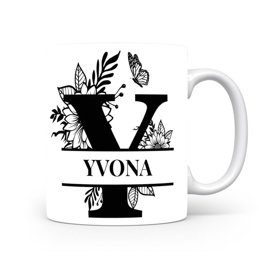 Hrnek se jménem Yvona | Květinový monogram