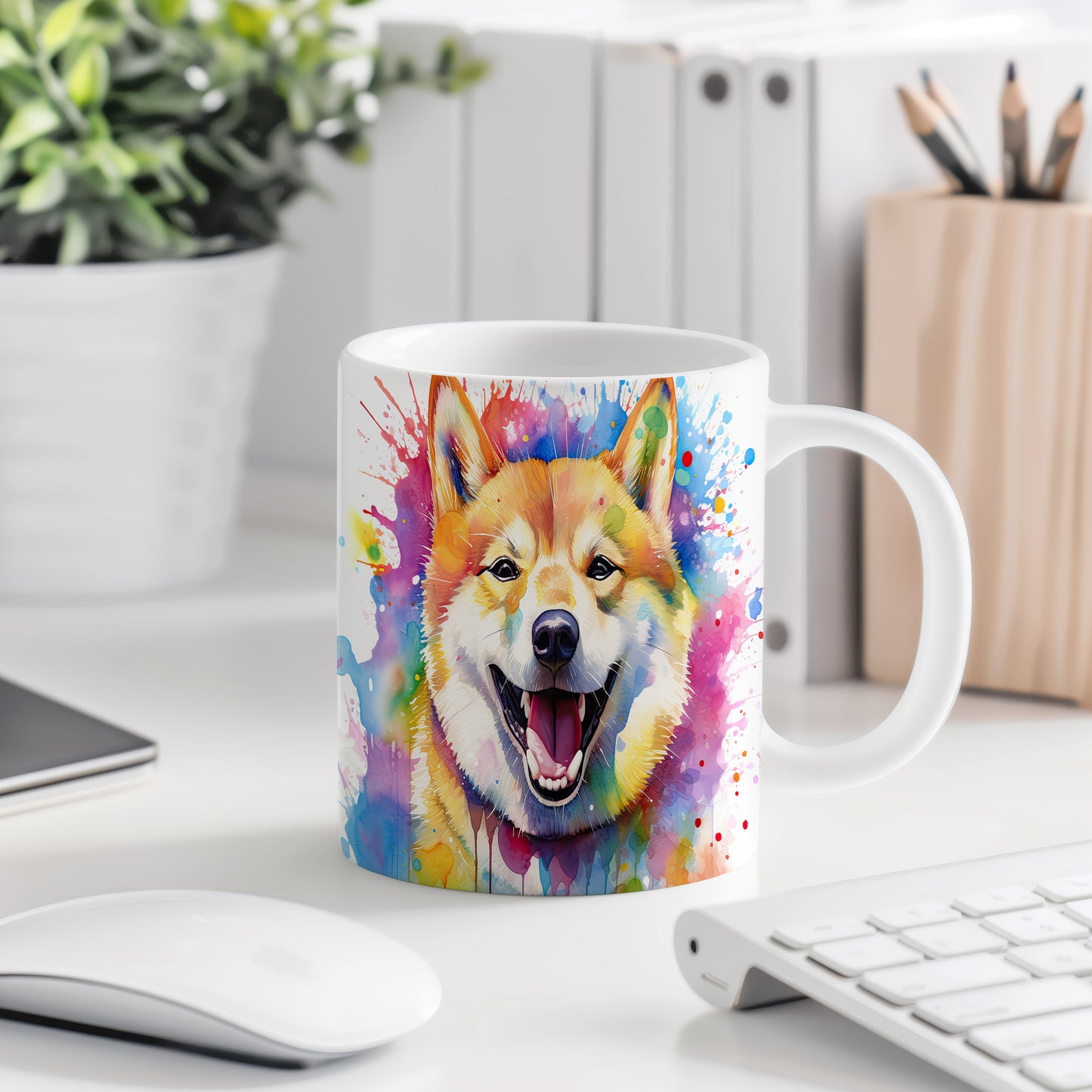 Hrnek se šťastným shibainu a barevnou explozí