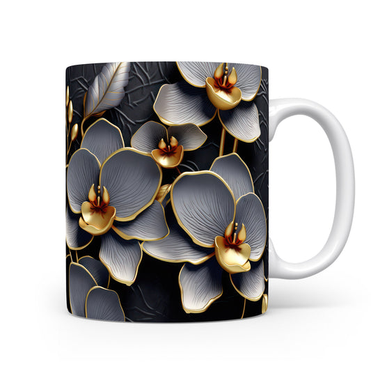Hrnek s elegantními orchidejemi