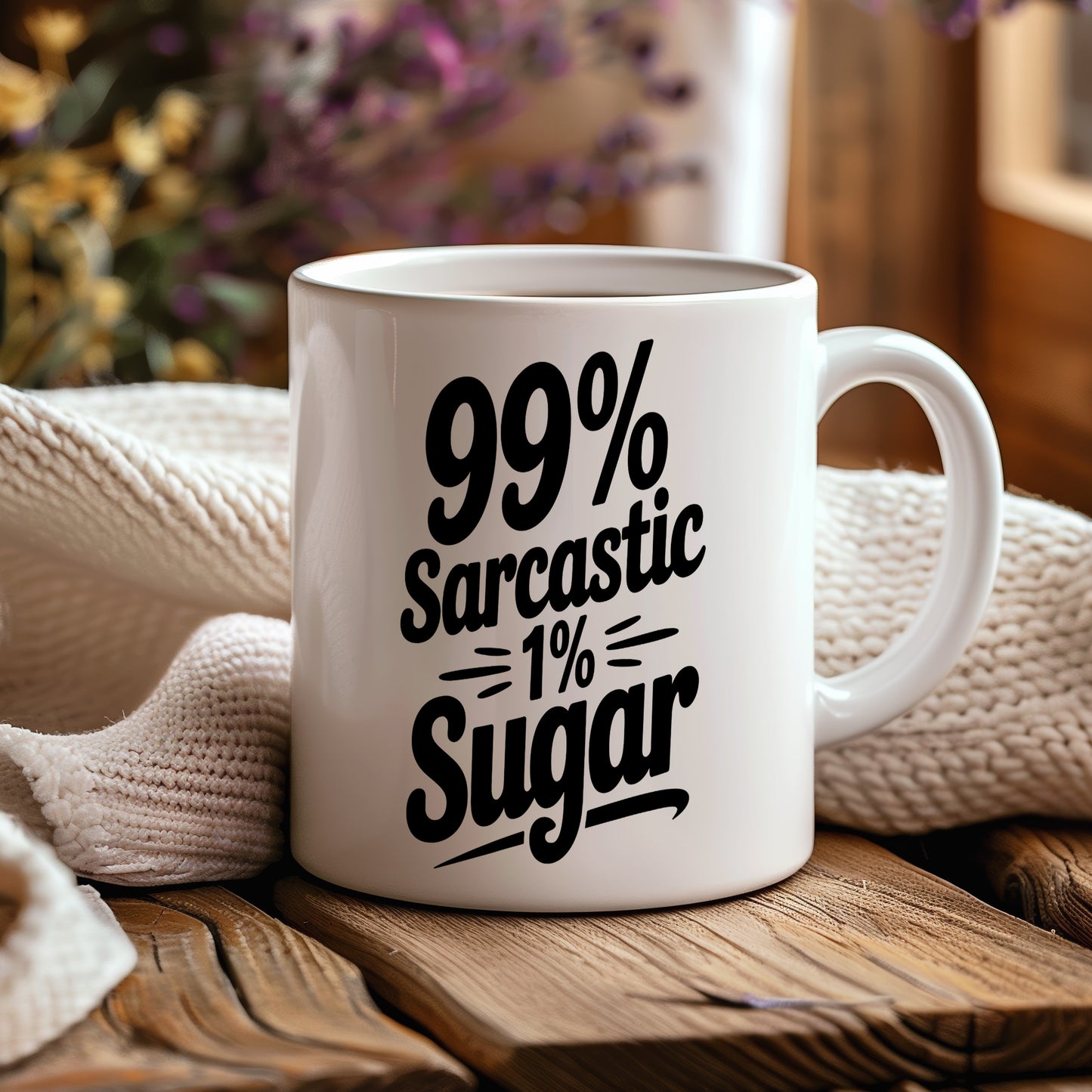 Hrnek s vtipným nápisem – 99% Sarcastic