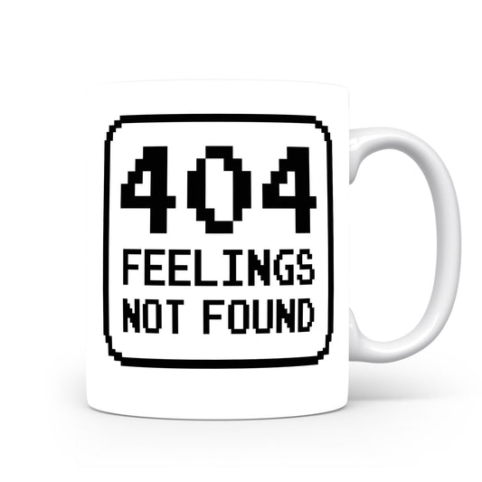 Hrnek s vtipným nápisem – 404 FEELINGS