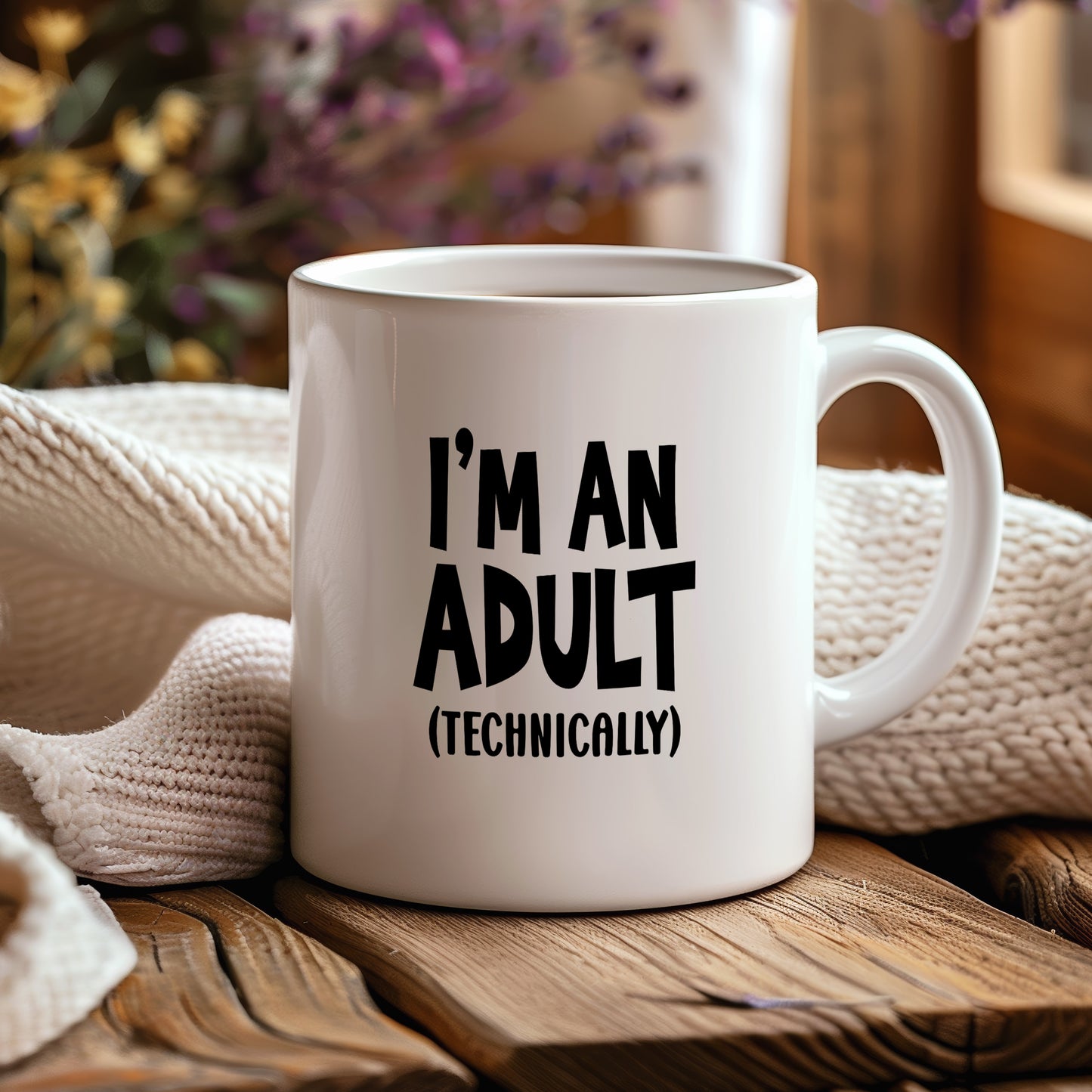 Hrnek s vtipným nápisem – I'M AN ADULT
