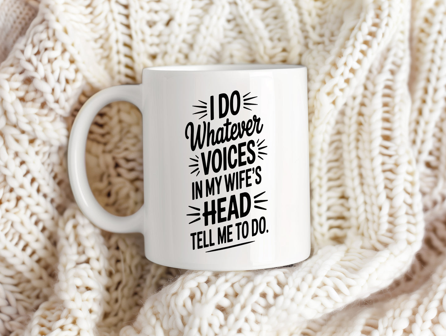 Hrnek s vtipným nápisem – I DO WHATEVER VOICES