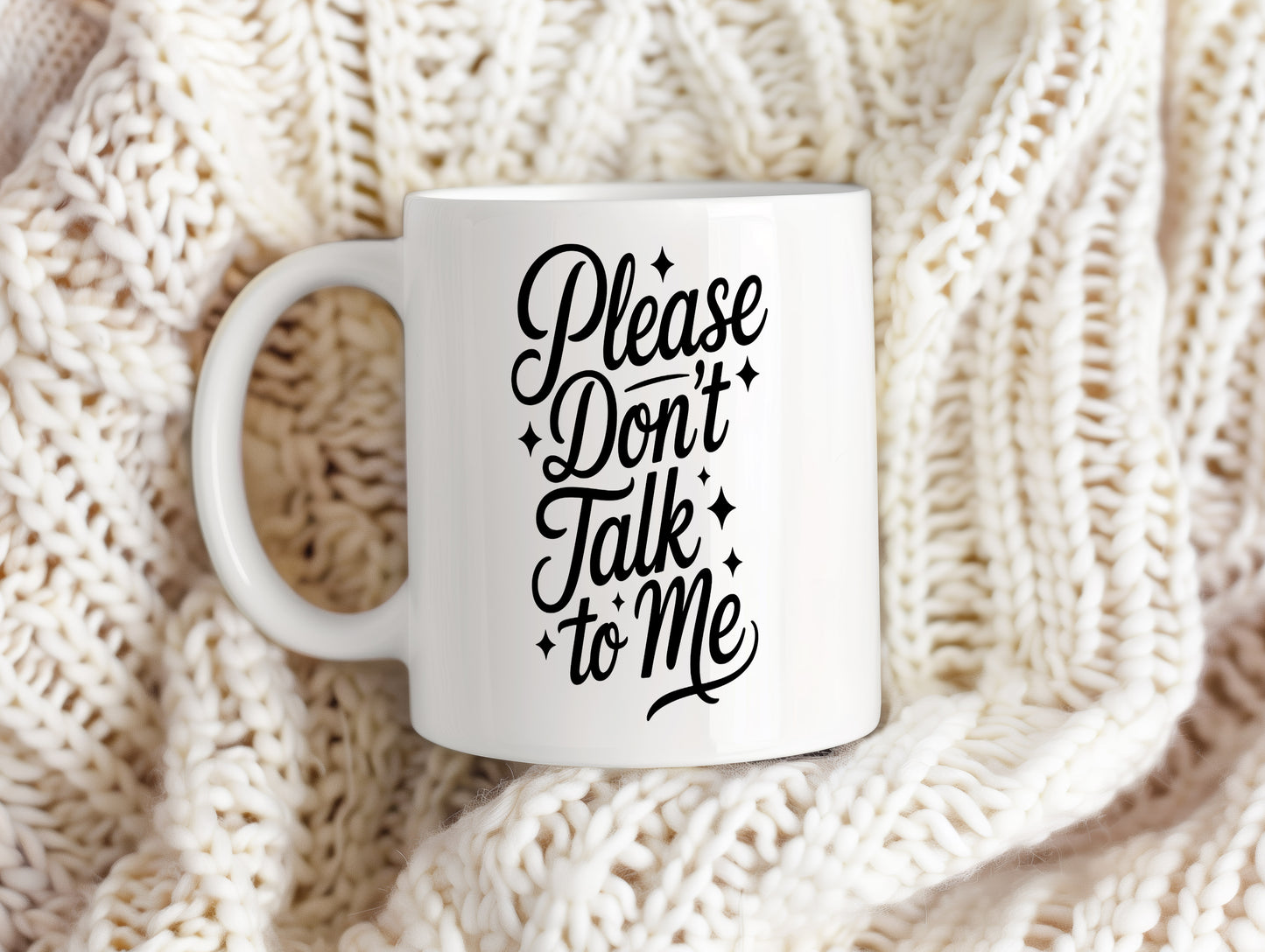Hrnek s vtipným nápisem – Please Don't Talk