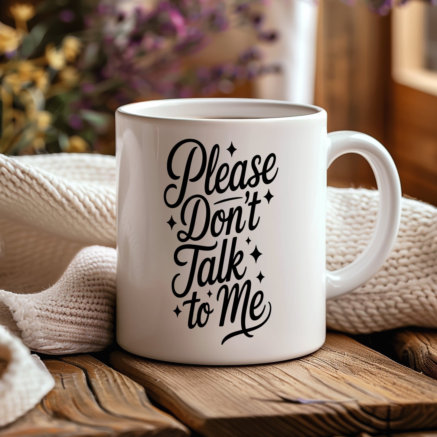 Hrnek s vtipným nápisem – Please Don't Talk
