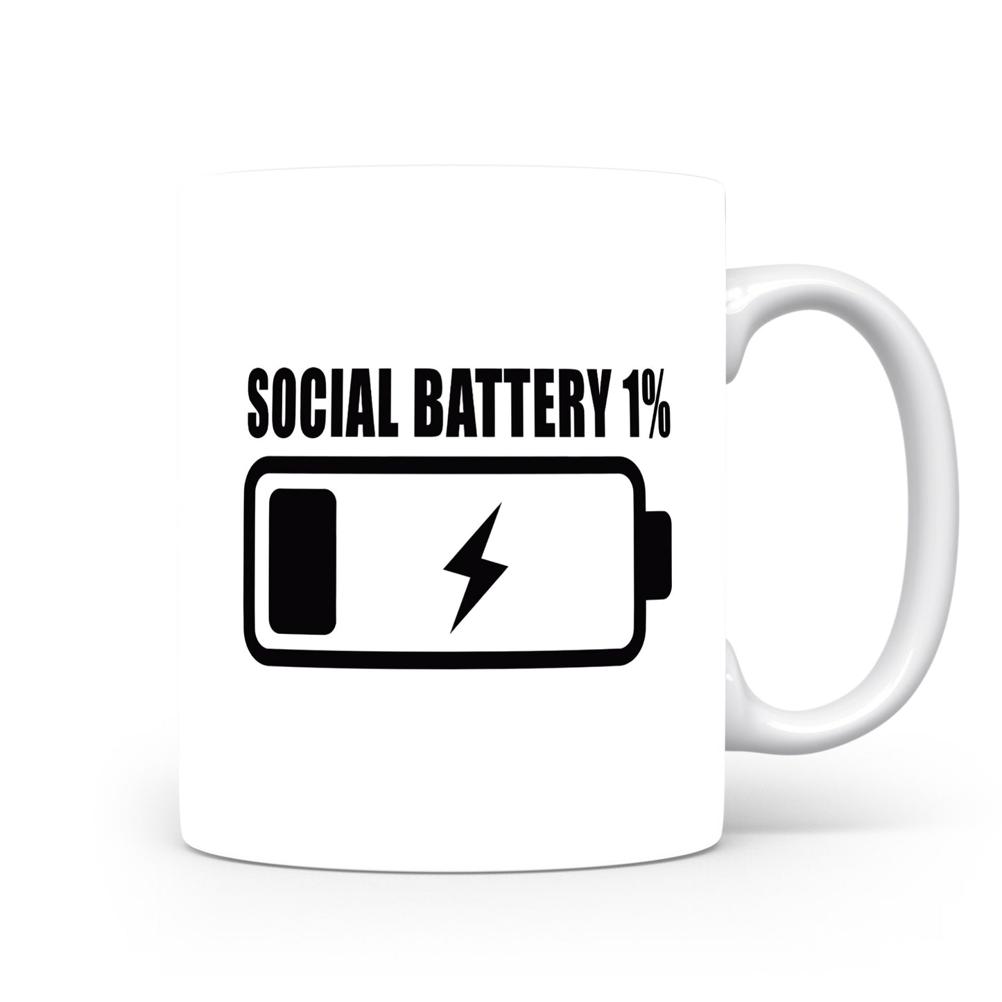 Hrnek s vtipným nápisem – SOCIAL BATTERY