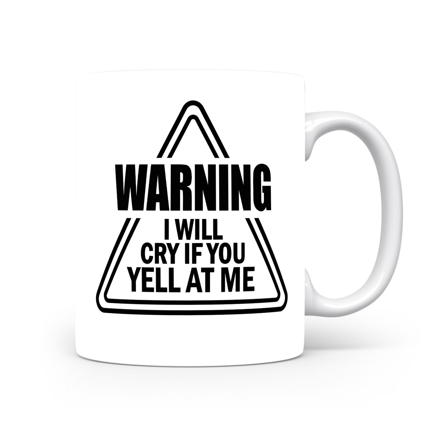 Hrnek s vtipným nápisem – WARNING – černobílý design