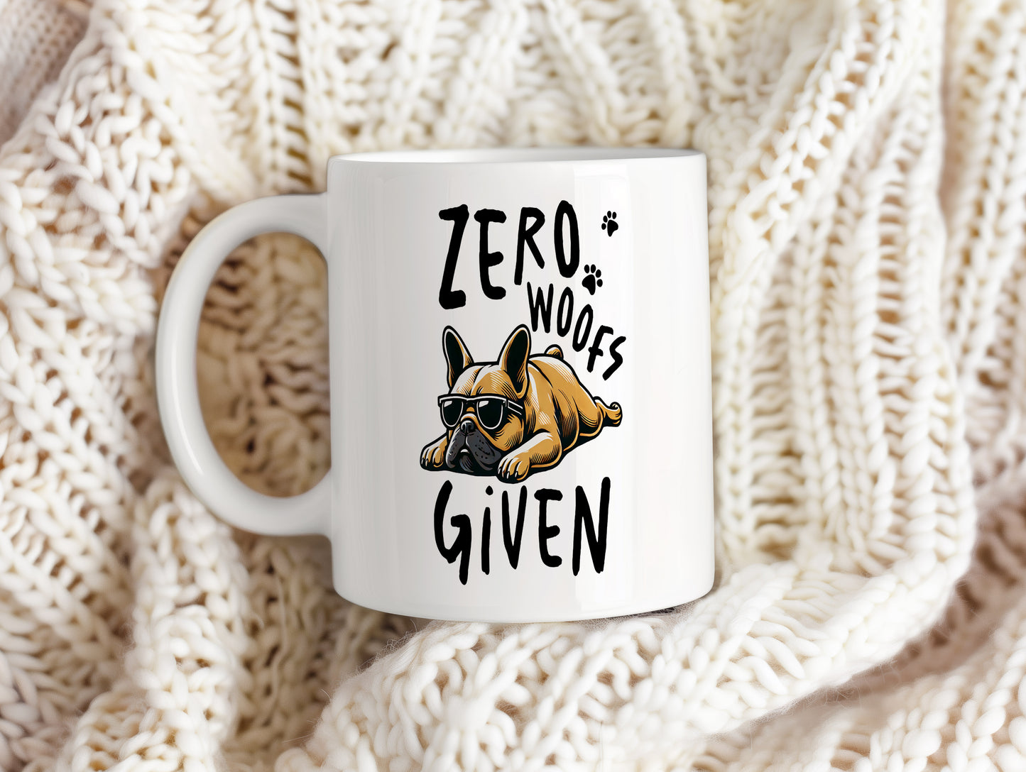 Hrnek s vtipným nápisem – ZERO WOOFS