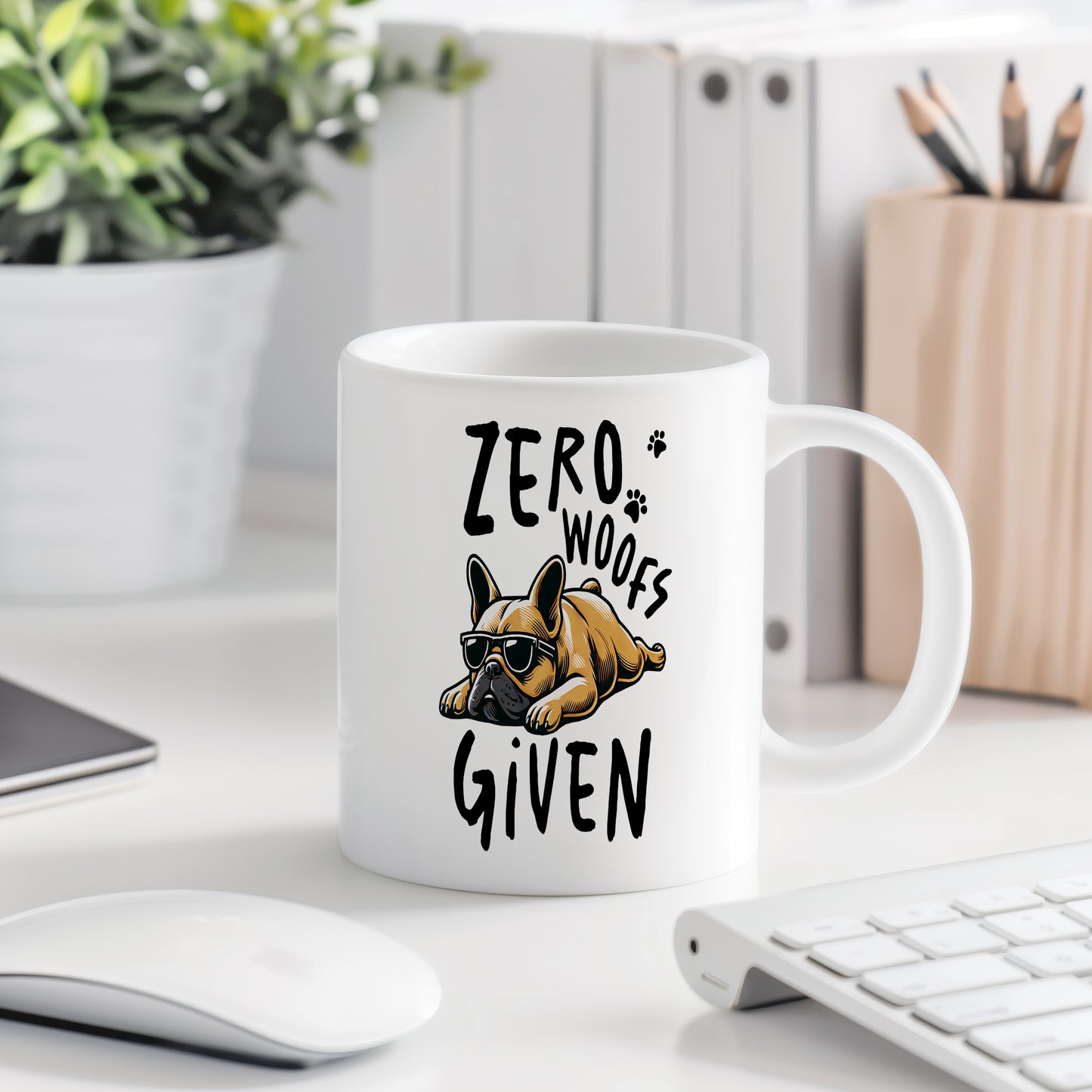 Hrnek s vtipným nápisem – ZERO WOOFS