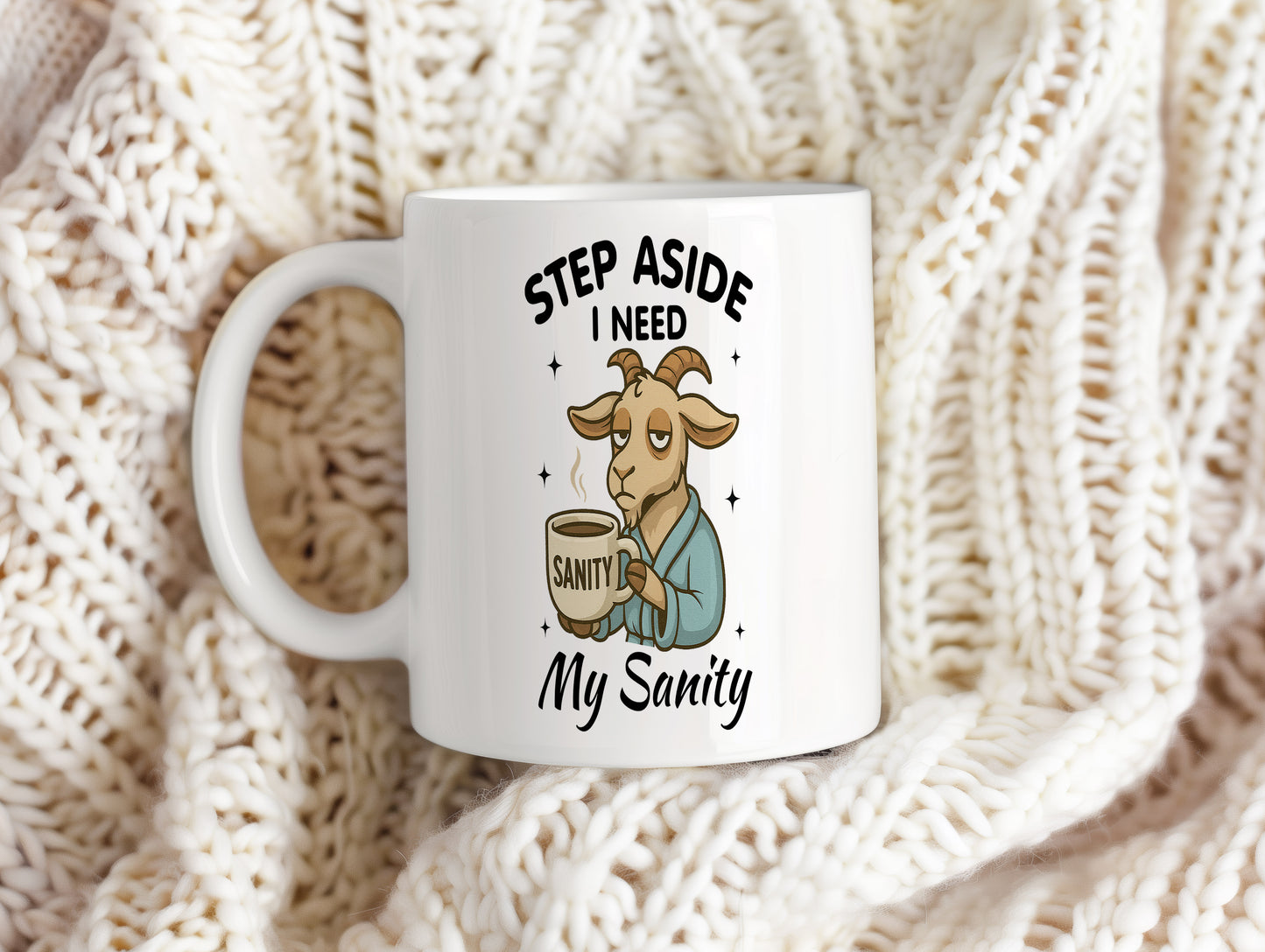 Hrnek s vtipným nápisem – STEP ASIDE I NEED