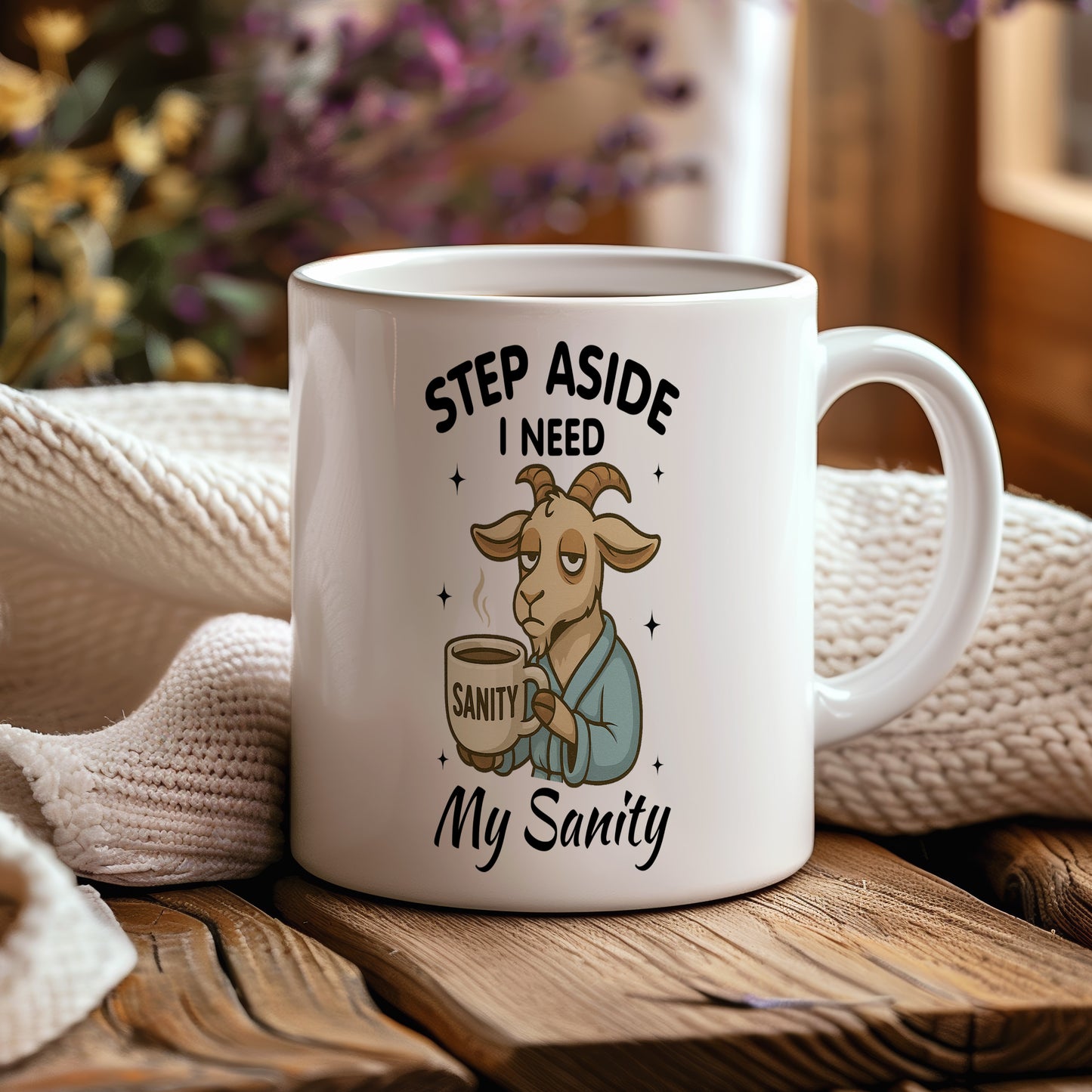 Hrnek s vtipným nápisem – STEP ASIDE I NEED