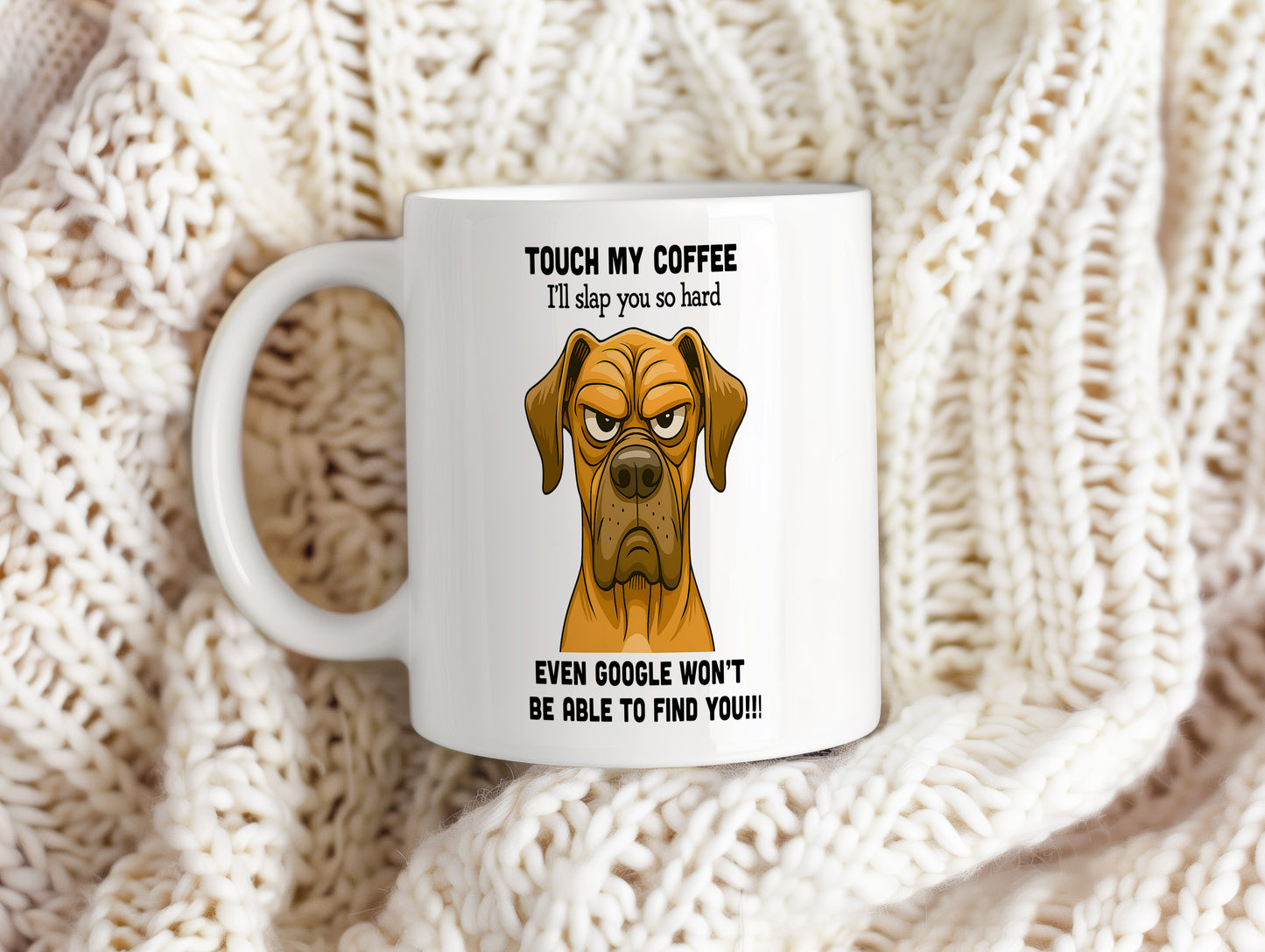 Hrnek s vtipným nápisem – TOUCH MY COFFEE