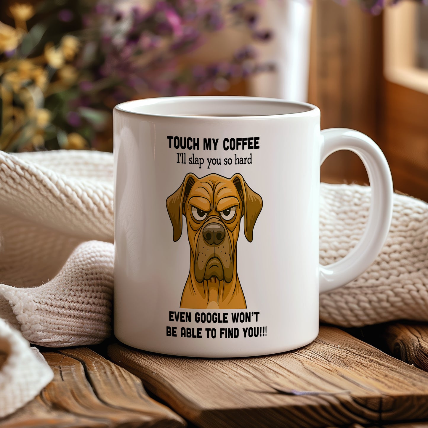 Hrnek s vtipným nápisem – TOUCH MY COFFEE