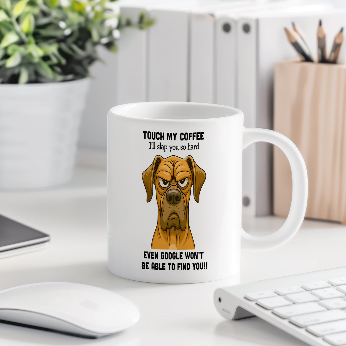 Hrnek s vtipným nápisem – TOUCH MY COFFEE
