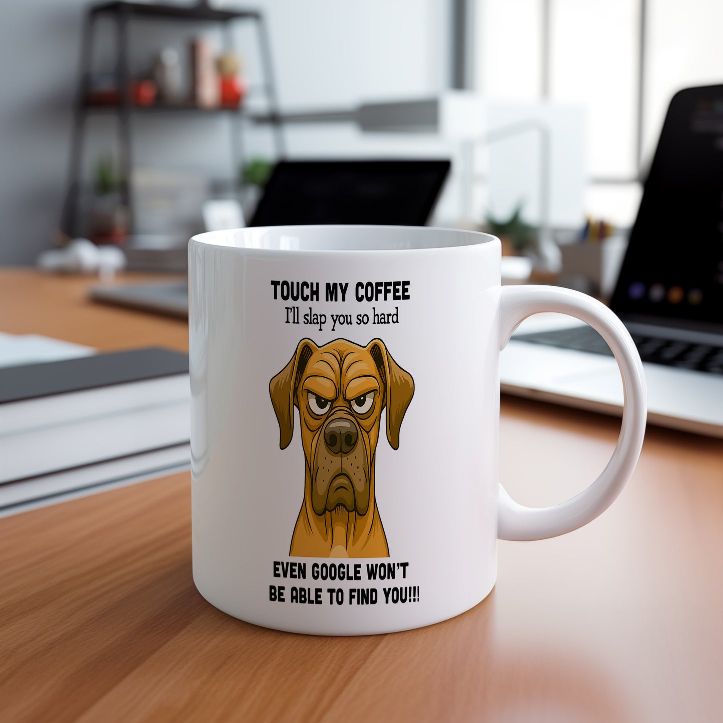 Hrnek s vtipným nápisem – TOUCH MY COFFEE