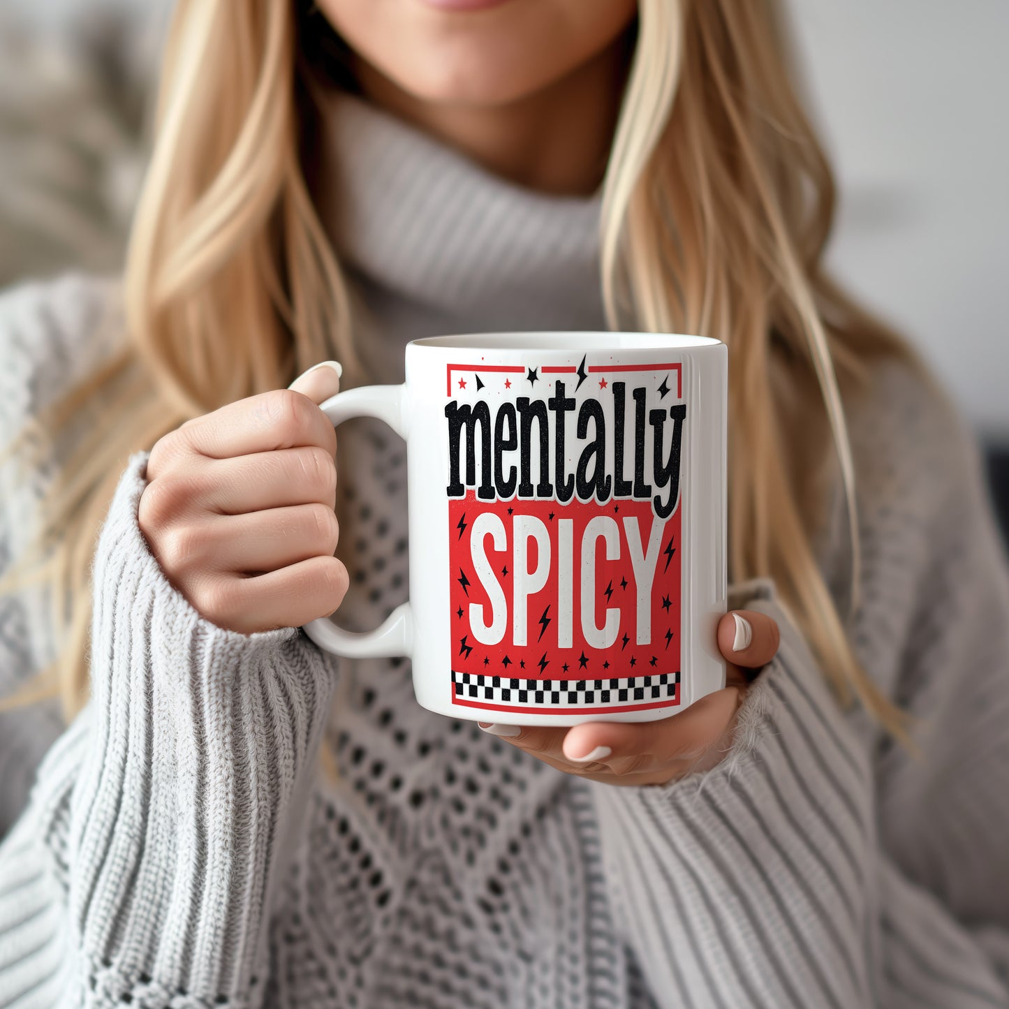 Hrnek s vtipným nápisem – mentally SPICY